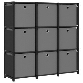 Shelving with 9 cubes with black fabric boxes 103x30x107.5 cm by vidaXL, Bookcases and shelves - Ref: Foro24-322611, Price: 6...