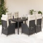 Set de comedor de jardín 7 pzas y cojines ratán sintético negro de , Conjuntos de jardín - Ref: Foro24-3213063, Precio: 914,5...