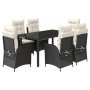 Set de comedor de jardín 7 pzas y cojines ratán sintético negro de , Conjuntos de jardín - Ref: Foro24-3213063, Precio: 914,5...