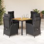 5-teiliges Gartenmöbel-Set mit Kissen synthetisches Rattan schwarz von , Gartensets - Ref: Foro24-3213096, Preis: 642,06 €, R...