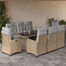 9-teiliges Garten-Esszimmer-Set mit Kissen synthetisches Rattan beige von , Gartensets - Ref: Foro24-3212929, Preis: 1,00 €, ...