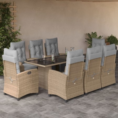 9-teiliges Garten-Esszimmer-Set mit Kissen synthetisches Rattan beige von , Gartensets - Ref: Foro24-3212929, Preis: 1,00 €, ...