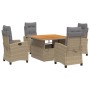 Set comedor de jardín 5 pzas con cojines ratán sintético beige de , Conjuntos de jardín - Ref: Foro24-3277426, Precio: 701,39...