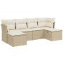 Garden sofa set with 6-piece synthetic rattan beige cushions by , Garden sets - Ref: Foro24-3263234, Price: 449,35 €, Discoun...