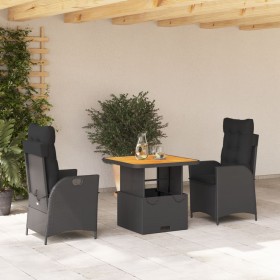 Garden dining set 3 pieces with black synthetic rattan cushions by , Garden sets - Ref: Foro24-3277445, Price: 337,12 €, Disc...