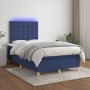 Box spring bed with mattress and LED lights, blue fabric, 120x190 cm. by , Beds and slatted bases - Ref: Foro24-3270280, Pric...