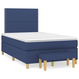 Box spring bed with blue fabric mattress 120x190 cm by , Beds and slatted bases - Ref: Foro24-3270403, Price: 438,63 €, Disco...