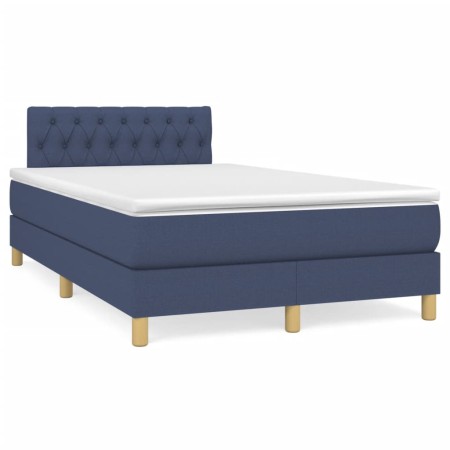 Cama box spring con colchón tela azul 120x190 cm de , Camas y somieres - Ref: Foro24-3269799, Precio: 369,51 €, Descuento: %