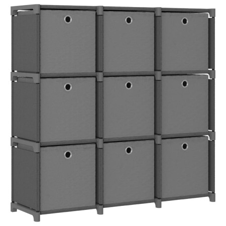 Estantería de 9 cubos con cajas de tela gris 103x30x107,5 cm de vidaXL, Librerías y estanterías - Ref: Foro24-322613, Precio:...