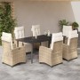 Set comedor de jardín 7 pzas con cojines ratán sintético beige de , Conjuntos de jardín - Ref: Foro24-3213014, Precio: 967,09...