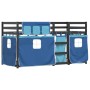 Bunk bed with solid pine wood curtains in blue, 90x190 cm. by , Beds and slatted bases - Ref: Foro24-3283884, Price: 209,40 €...