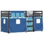 Bunk bed with solid pine wood curtains in blue, 90x190 cm. by , Beds and slatted bases - Ref: Foro24-3283884, Price: 209,40 €...