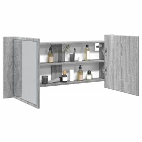 Armario de baño con espejo y luz LED gris Sonoma 100x12x45 cm de , Tocadores de baño - Ref: Foro24-834960, Precio: 94,95 €, D...