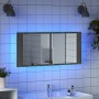 Badezimmerschrank mit Spiegel und LED-Licht in Grau Sonoma 100x12x45 cm von , Badezimmerwaschtische - Ref: Foro24-834960, Pre...