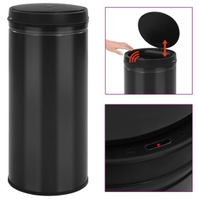 Trash can with automatic sensor 80L black carbon steel by vidaXL, Garbage cans and trash cans - Ref: Foro24-322703, Price: 13...