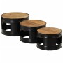 High bar tables in drum shape, set of 3, made of solid rough mango wood. by , Side tables - Ref: Foro24-358933, Price: 214,69...