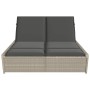 Double sun lounger with light gray synthetic rattan cushions by , Loungers - Ref: Foro24-368184, Price: 293,68 €, Discount: %