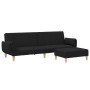 Sofá cama de 2 plazas con taburete tela negro de , Sofás - Ref: Foro24-3258143, Precio: 330,86 €, Descuento: %