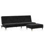 Sofá cama de 2 plazas con taburete terciopelo negro de , Sofás - Ref: Foro24-3258148, Precio: 308,99 €, Descuento: %