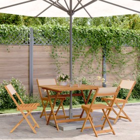 5-piece garden dining set, solid wood with beige fabric. by , Garden sets - Ref: Foro24-3281787, Price: 281,16 €, Discount: %