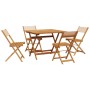 Set de comedor de jardín 5 pzas tela madera maciza beige de , Conjuntos de jardín - Ref: Foro24-3281787, Precio: 281,16 €, De...