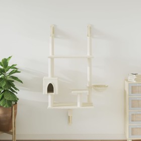 Cream wall-mounted cat scratching tree 153 cm by , Cat furniture - Ref: Foro24-172404, Price: 54,99 €, Discount: %