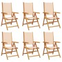 Reclining garden chairs, set of 6, solid wood frame with beige fabric. by , Garden chairs - Ref: Foro24-3214548, Price: 427,4...