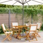 Folding garden chairs 4 units solid wood and cream fabric by , Garden chairs - Ref: Foro24-3214574, Price: 242,36 €, Discount: %