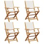 Folding garden chairs 4 units solid wood and cream fabric by , Garden chairs - Ref: Foro24-3214574, Price: 242,36 €, Discount: %