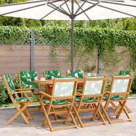 Reclining garden chairs, set of 8, made of solid wood and green fabric. by , Garden chairs - Ref: Foro24-3214588, Price: 466,...