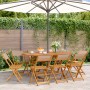 Folding garden chairs 8 pcs solid wood and taupe fabric by , Garden chairs - Ref: Foro24-3214618, Price: 324,57 €, Discount: %