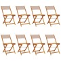 Folding garden chairs 8 pcs solid wood and taupe fabric by , Garden chairs - Ref: Foro24-3214618, Price: 324,57 €, Discount: %