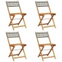 Folding garden chairs 6 pcs solid wood and gray PE rattan by , Garden chairs - Ref: Foro24-3214595, Price: 162,20 €, Discount: %