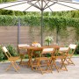 Folding garden chairs 6 units solid wood and cream fabric by , Garden chairs - Ref: Foro24-3214611, Price: 243,92 €, Discount: %