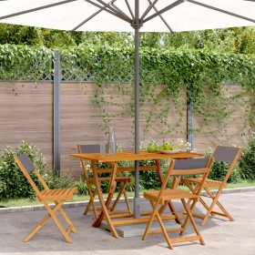 Folding garden chairs 4 pcs solid wood and anthracite fabric by , Garden chairs - Ref: Foro24-3214613, Price: 164,99 €, Disco...