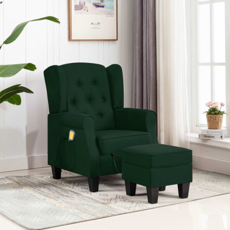 Dark green fabric massage chair with footrest by vidaXL, Electric massage chairs - Ref: Foro24-320167, Price: 265,99 €, Disco...