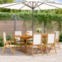 7-piece garden dining set, solid wood with cream white fabric by , Garden sets - Ref: Foro24-3281724, Price: 725,92 €, Discou...