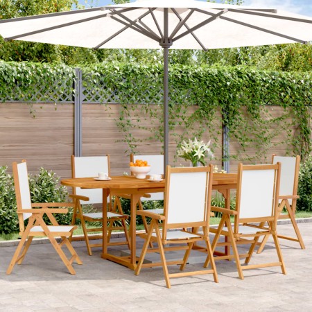 7-piece garden dining set, solid wood with cream white fabric by , Garden sets - Ref: Foro24-3281724, Price: 725,92 €, Discou...