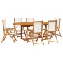 7-piece garden dining set, solid wood with cream white fabric by , Garden sets - Ref: Foro24-3281724, Price: 725,92 €, Discou...