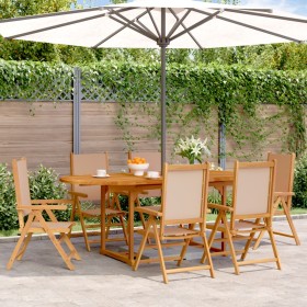 7-piece garden dining set, taupe gray solid wood fabric by , Garden sets - Ref: Foro24-3281726, Price: 689,99 €, Discount: %