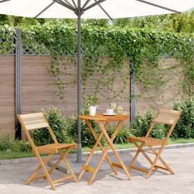 3-piece bistro set made of beige polypropylene and solid wood by , Garden sets - Ref: Foro24-3281747, Price: 146,86 €, Discou...