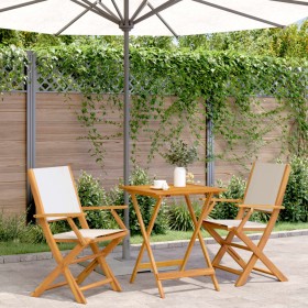 3-teiliges Bistro-Set aus Stoff und massivem Holz in Creme-Weiß. von , Gartensets - Ref: Foro24-3281808, Preis: 178,99 €, Rab...