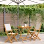 3-teiliges Bistro-Set aus Stoff und massivem Holz in Creme-Weiß. von , Gartensets - Ref: Foro24-3281808, Preis: 180,28 €, Rab...