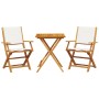 3-teiliges Bistro-Set aus Stoff und massivem Holz in Creme-Weiß. von , Gartensets - Ref: Foro24-3281808, Preis: 180,28 €, Rab...