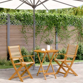 3-teiliges Bistro-Set aus Polypropylen und massivem Holz in Beige. von , Gartensets - Ref: Foro24-3281855, Preis: 204,91 €, R...