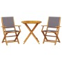 3-teiliges Bistro-Set aus Stoff und massivem Anthrazit-Holz von , Gartensets - Ref: Foro24-3281857, Preis: 187,99 €, Rabatt: %