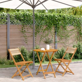 3-teiliges Bistro-Set aus Polypropylen und massivem Holz in Beige. von , Gartensets - Ref: Foro24-3281843, Preis: 152,38 €, R...