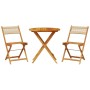 3-piece bistro set made of beige polypropylene and solid wood by , Garden sets - Ref: Foro24-3281843, Price: 154,86 €, Discou...