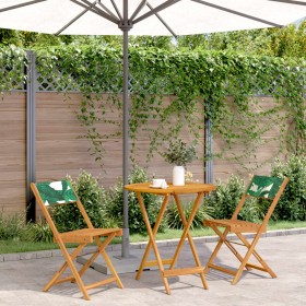 3-teiliges Bistro-Set aus Stoff und massivem Holz mit Blattmuster. von , Gartensets - Ref: Foro24-3281848, Preis: 145,84 €, R...