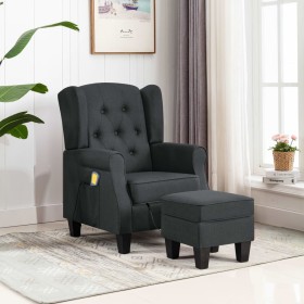 Sillón de masaje con reposapiés tela gris oscuro de vidaXL, Sillones de masaje eléctricos - Ref: Foro24-320162, Precio: 308,6...